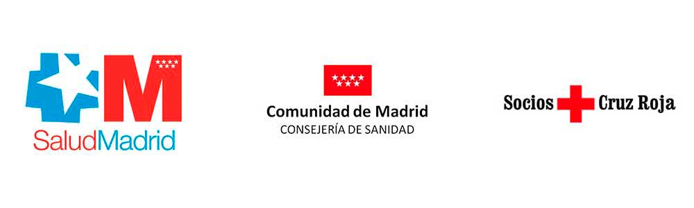 logos SaludMadrid, Comunidad de Madrid y Cruz Roja